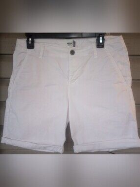 Old Navy White Casual Shorts with Rolled Hem